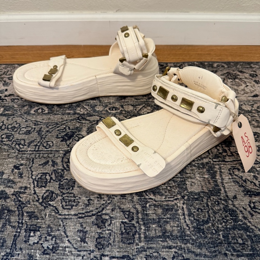 NWT A.S. 98 Size 41 / US 10.5-11 Fenix White Leather Platform European Sandals - Picture 6 of 10